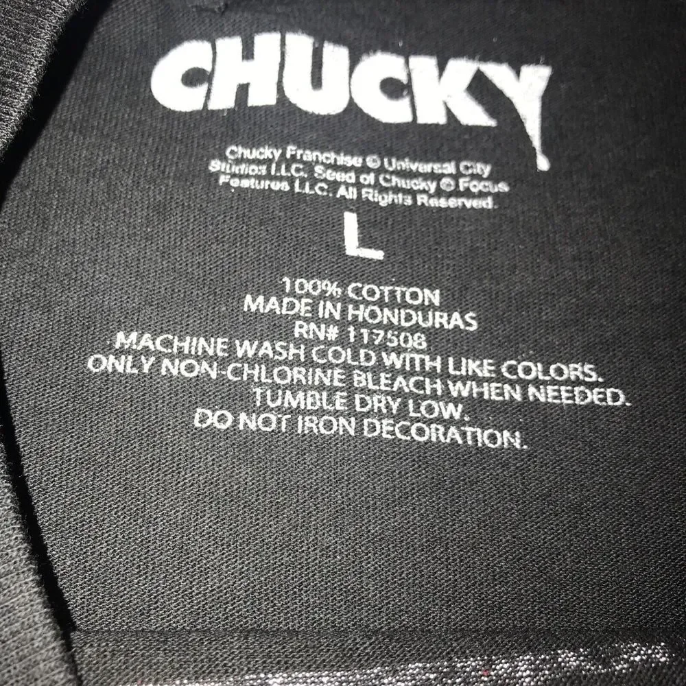 Chucky Child's Play Black Graphic T-Shirt Mens Large Halloween NWOT - Picture 3 of 4